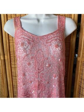 Jessica McClintock Pink Beaded Neckline Dress Top